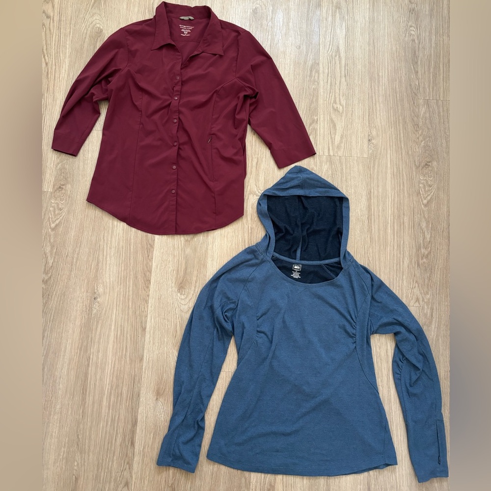 Bundle REI Hoodie & Exofficio Snap Down Hiking Travel Medium